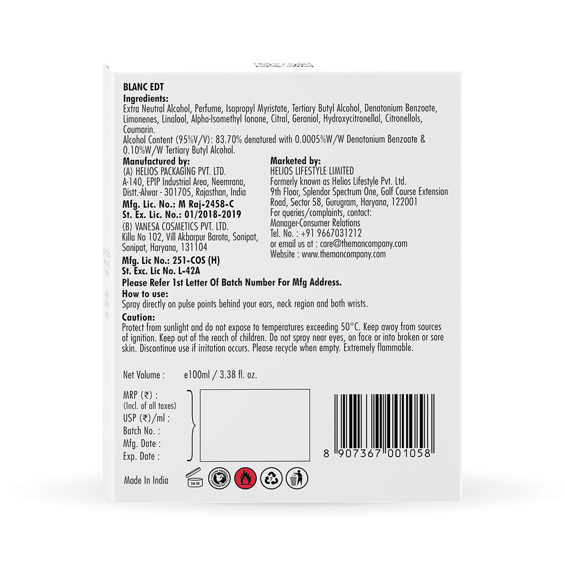 Eau De Toilette | Blanc (100ml)