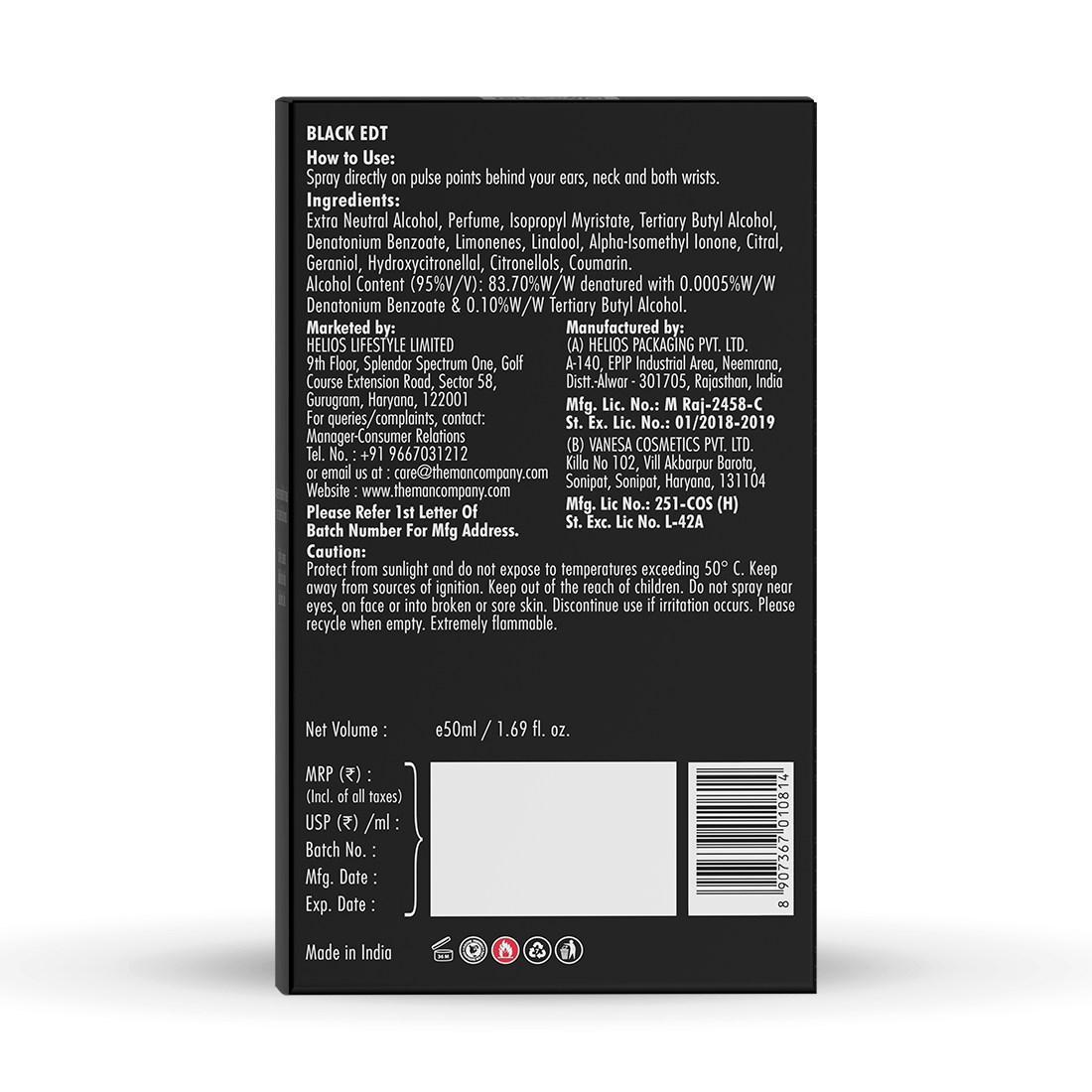 Eau De Toilette | Black (50 ML)