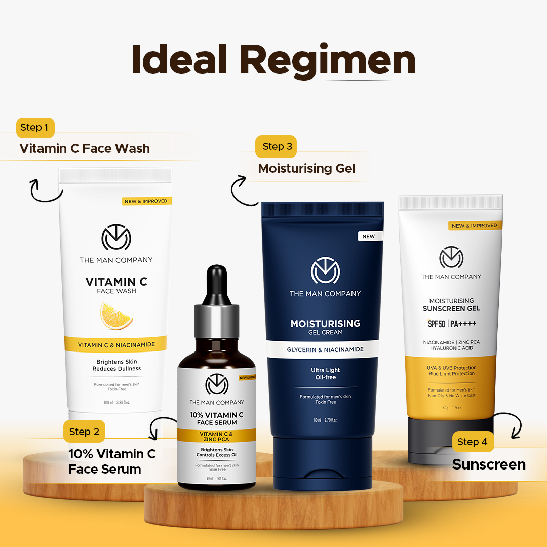 10% Vitamin C Face Serum for Man | Brightens Skin | Controls Excess Oil | Stable Vitamin C & Zinc PCA