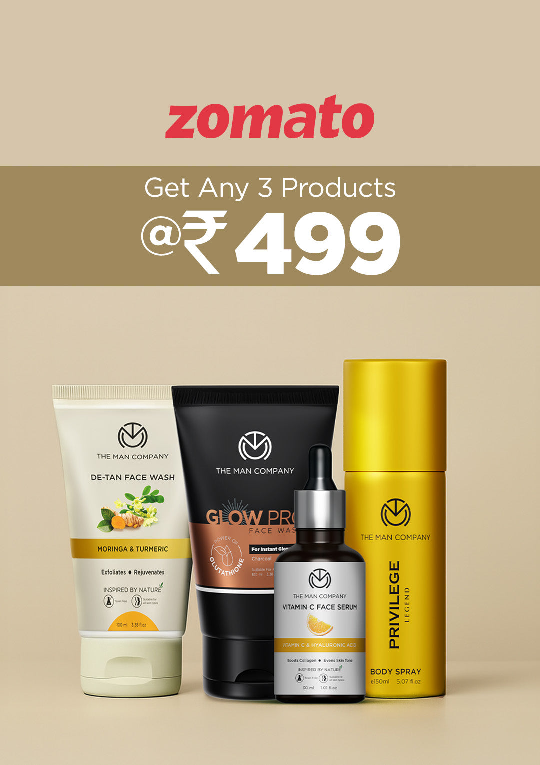 Zomato Buy any 3 Grooming Products at 499