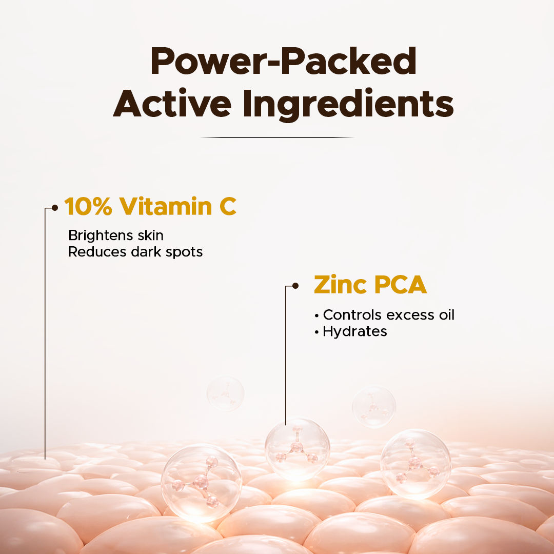 10% Vitamin C Face Serum for Man | Brightens Skin | Controls Excess Oil | Stable Vitamin C & Zinc PCA