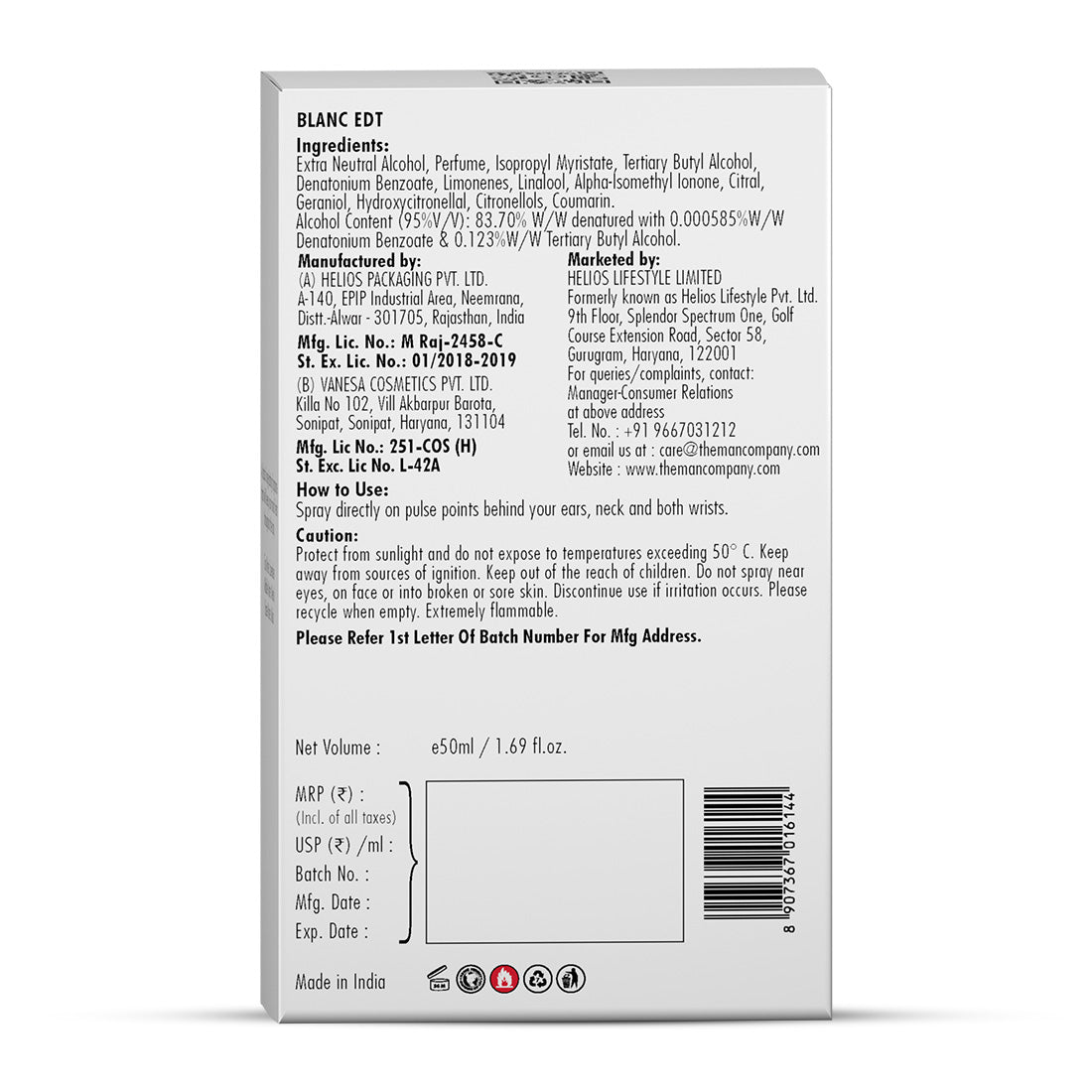 Eau De Toilette | Blanc (50ml)