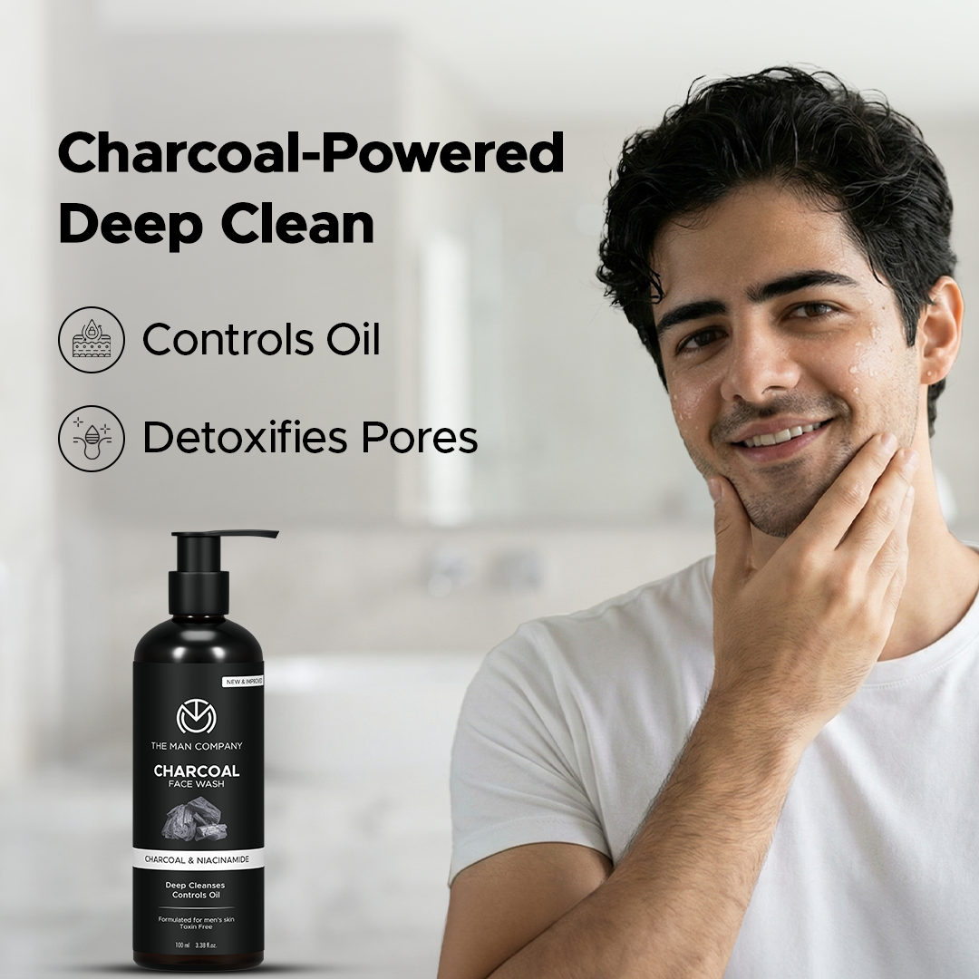 Charcoal Face Wash for Men – Charcoal & Niacinamide | Deep Cleansing & Oil Control