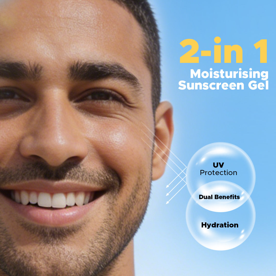 Moisturising Sunscreen Gel for Men | SPF50 PA++++ | For Oily, Dry & Normal Skin