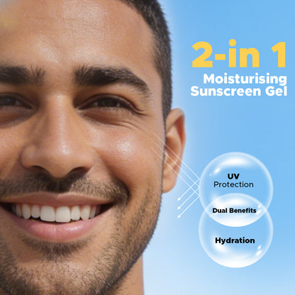 Moisturising Sunscreen Gel for Men | SPF50 PA++++ | For Oily, Dry & Normal Skin