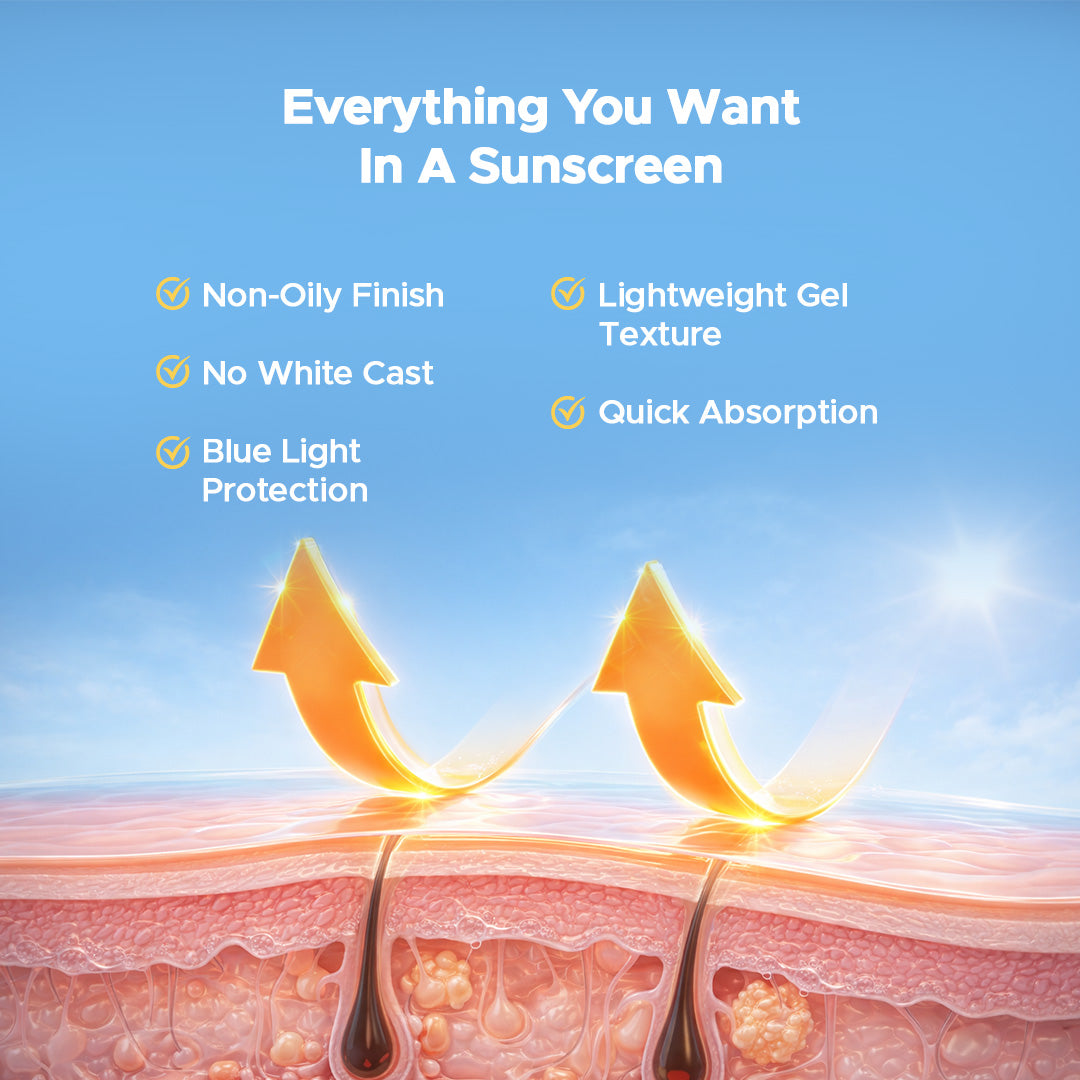 Moisturising Sunscreen Gel for Men | SPF50 PA++++ | For Oily, Dry & Normal Skin