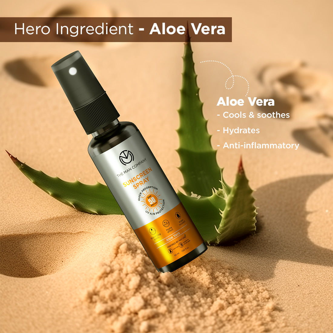 Sunscreen Spray SPF 50 PA+++ | Easy To Apply | UVA & UVB Protection | Water Resistant | Non-Sticky & Oil-Free