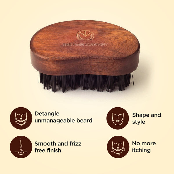 Beard Brush. Maintain your mane on the go. Detangle unmanageable beard. Shape and style. Smooth and frizz free finish. No more itching.